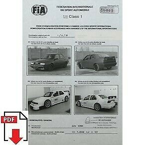 1996 Alfa Romeo 155 T.Spark 2.0 S 16v FIA homologation form PDF download
